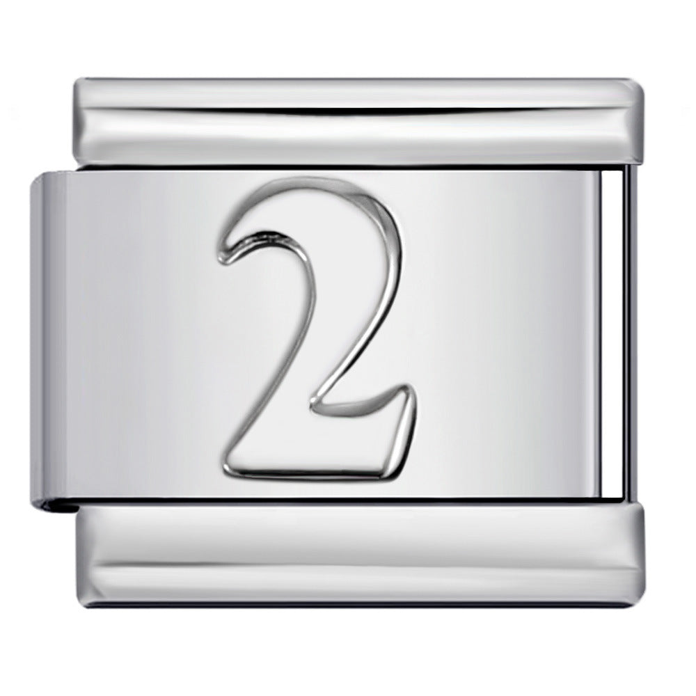 New titanium steel concave convex Arabic numerals DIY Italian module bracelet Italian Module New titanium steel concave convex Arabic numerals DIY Italian module bracelet Italian Module