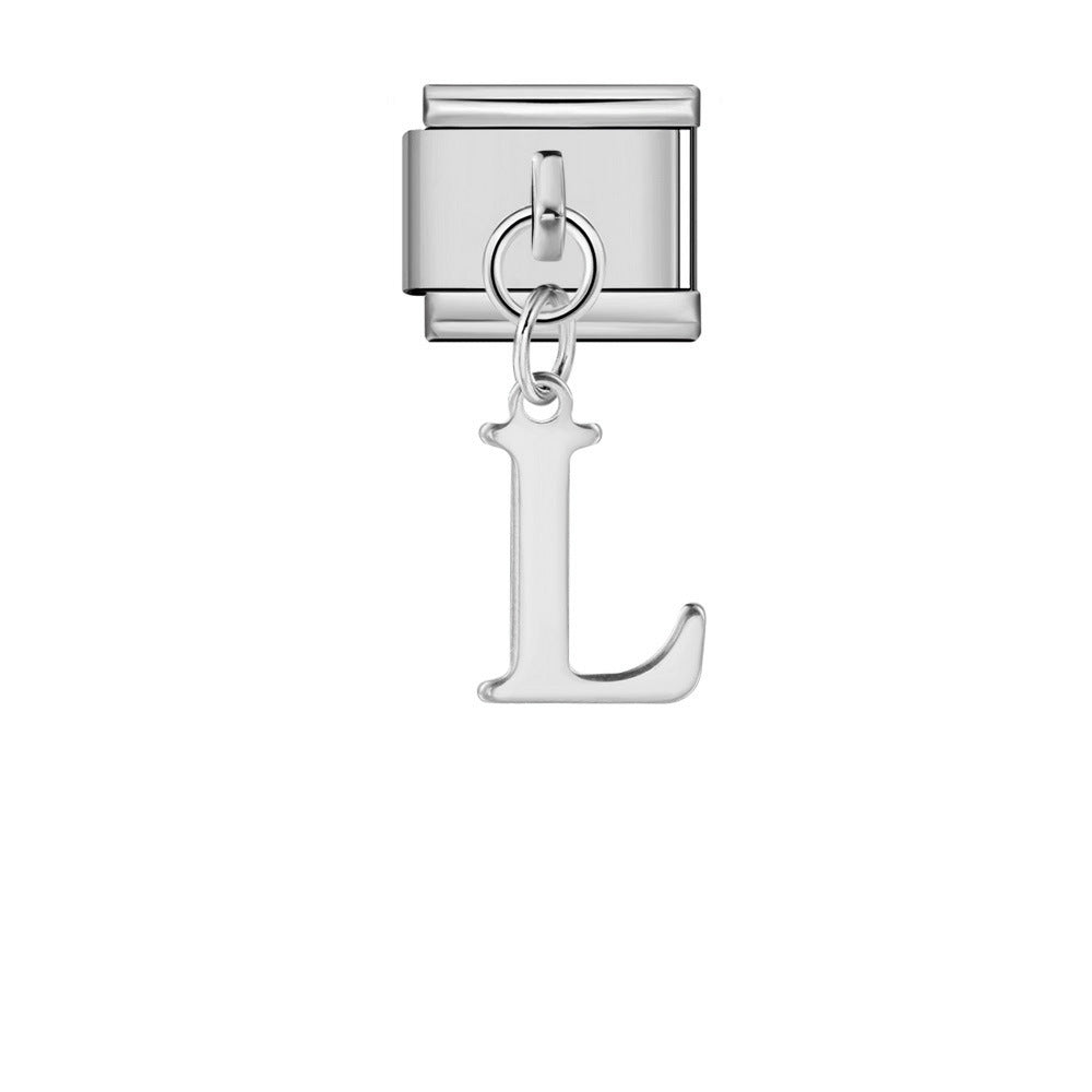 Silver Simplified Letter Italian Module Bracelet Titanium Steel Handmade DIY Hook Elastic Splicing Bracelet Accessories Silver Simplified Letter Italian Module Bracelet Titanium Steel Handmade DIY Hook Elastic Splicing Bracelet Accessories