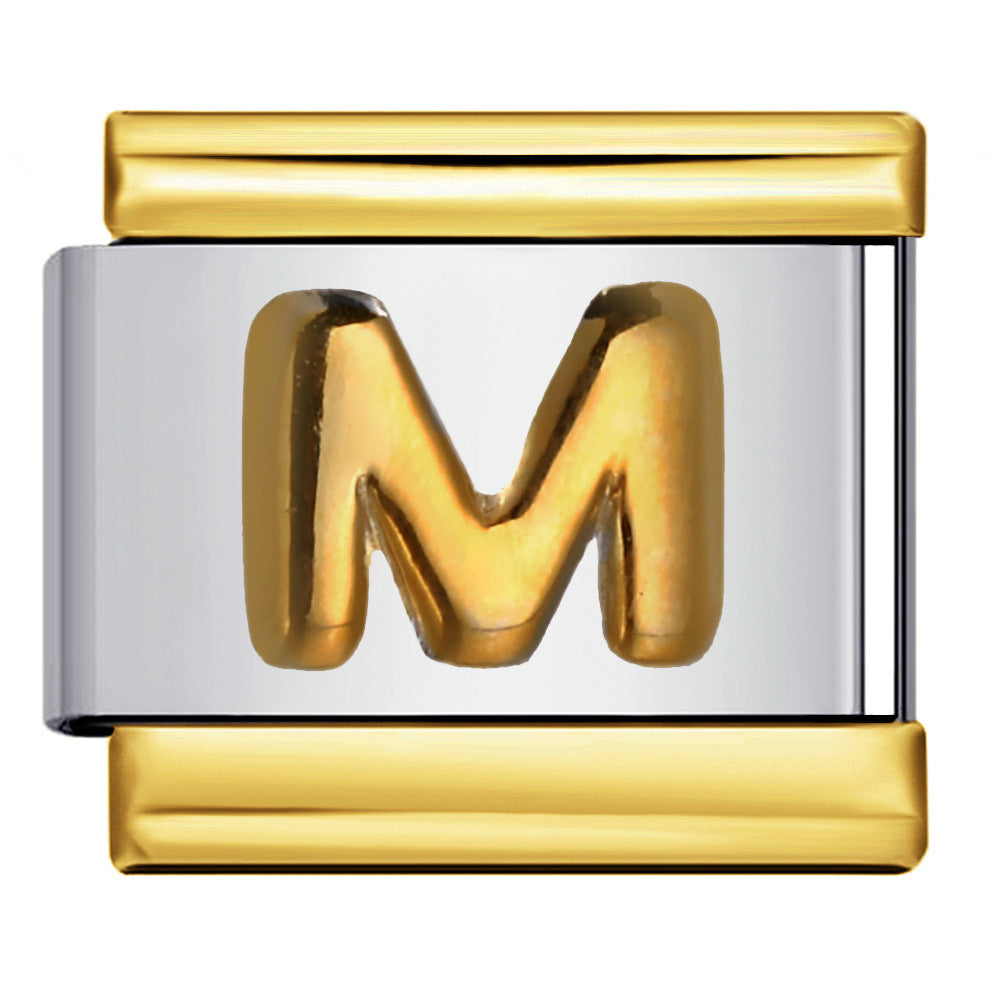 Gold Package Silver Convex Letter Italian Module Bracelet Stainless Steel DIY Elastic Splicing Strap Chain Wholesale Gold Package Silver Convex Letter Italian Module Bracelet Stainless Steel DIY Elastic Splicing Strap Chain Wholesale