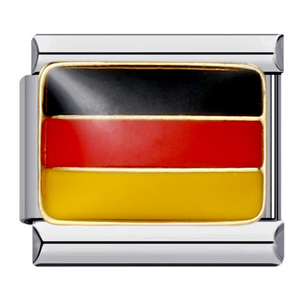 Flag, National Flag, Italian Module, Bracelet, Stainless Steel, Gold-plated, Oil Dripping, Welding Pattern, DIY Bracelet Wholesale Flag, National Flag, Italian Module, Bracelet, Stainless Steel, Gold-plated, Oil Dripping, Welding Pattern, DIY Bracelet Wholesale