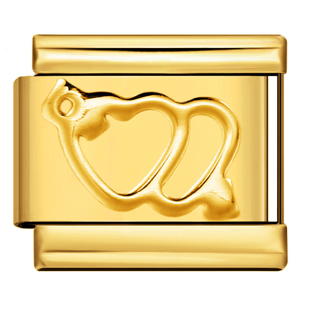 Italian Module Bracelet Titanium Steel All Gold Stamping Pattern DIY Italian Charm Bracelet Italian Module Bracelet Titanium Steel All Gold Stamping Pattern DIY Italian Charm Bracelet