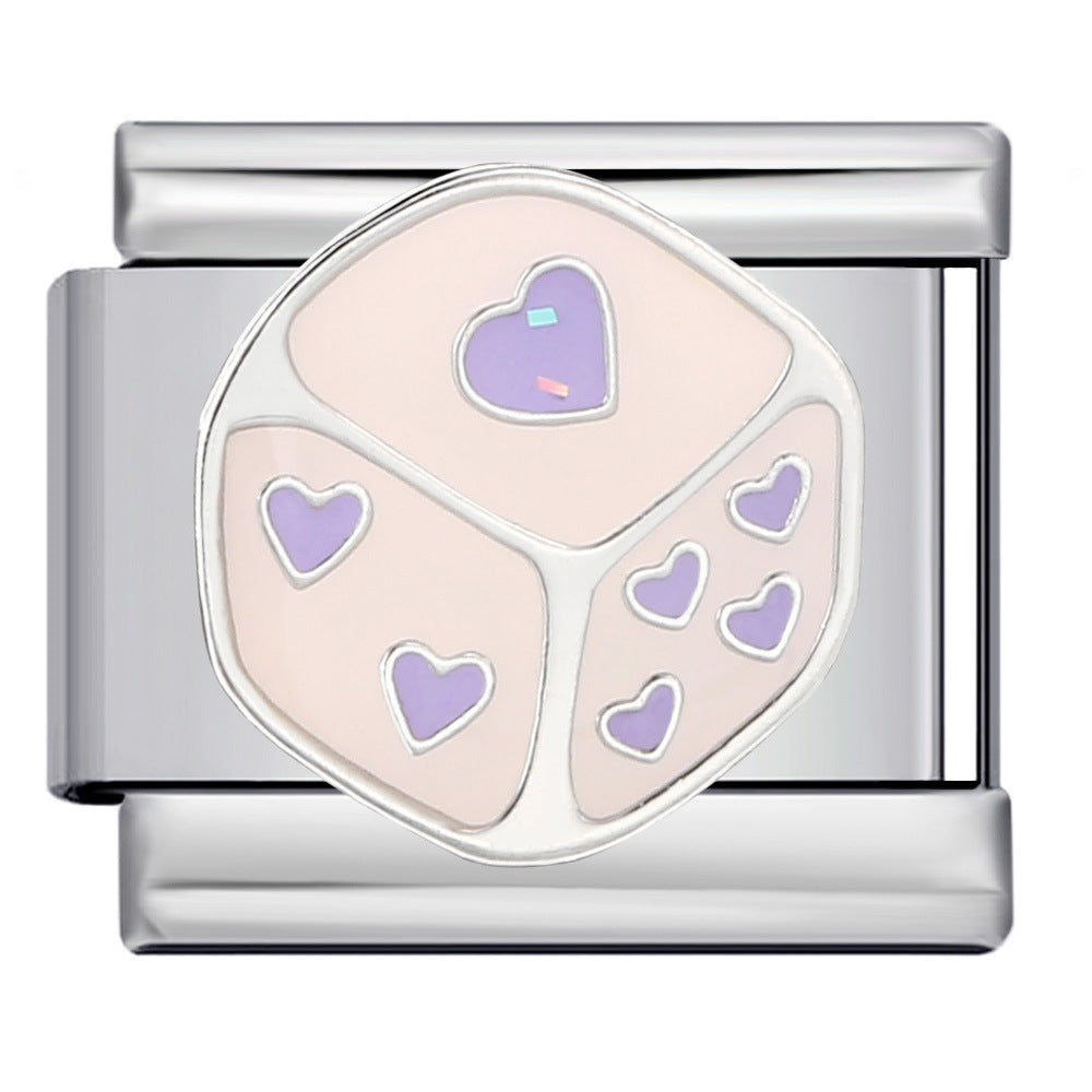 Italian Module Bracelet Purple Dreamy Element Stainless Steel Gold-plated Drip Welding DIY Elastic Splicing Bracelet Italian Module Bracelet Purple Dreamy Element Stainless Steel Gold-plated Drip Welding DIY Elastic Splicing Bracelet