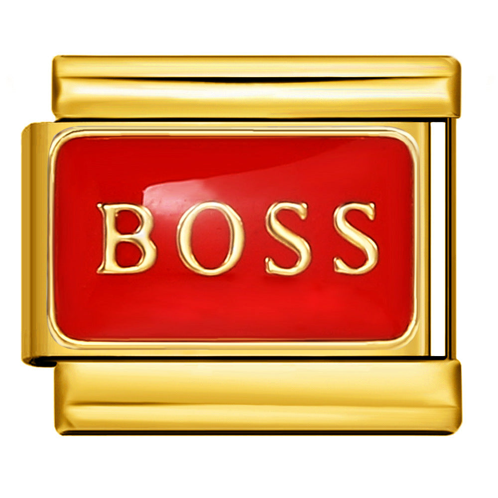 Gold Background Red Series Module Bracelet Accessories, Stainless Steel DIY Free To Match with Italian Charms Handmade Accessories Gold Background Red Series Module Bracelet Accessories, Stainless Steel DIY Free To Match with Italian Charms Handmade Accessories