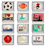 Sports Series DIY Stainless Steel Italian Module Bracelet Welding Pattern Personalized Elastic Splicing Bracelet Sports Series DIY Stainless Steel Italian Module Bracelet Welding Pattern Personalized Elastic Splicing Bracelet