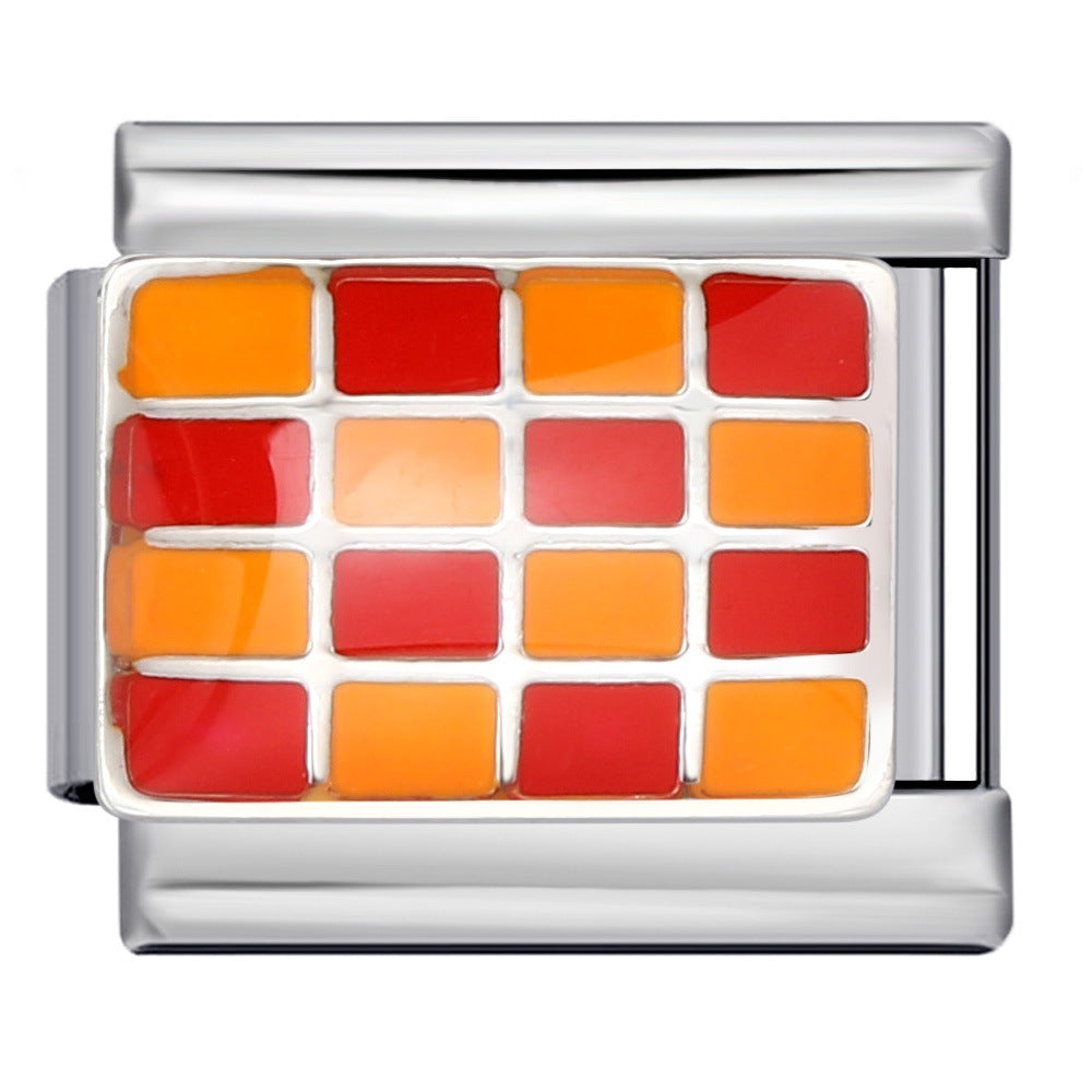 Fashion Color Checkerboard Series Italian Module Bracelet Titanium Steel Welding Drip Oil DIY Free Splicing Bracelet Fashion Color Checkerboard Series Italian Module Bracelet Titanium Steel Welding Drip Oil DIY Free Splicing Bracelet