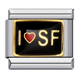 Cross Border Hot Selling Heart English Pattern Wristband Titanium Steel Welded Gold-plated Drip Oil DIY Italian Module Bracelet Cross Border Hot Selling Heart English Pattern Wristband Titanium Steel Welded Gold-plated Drip Oil DIY Italian Module Bracelet