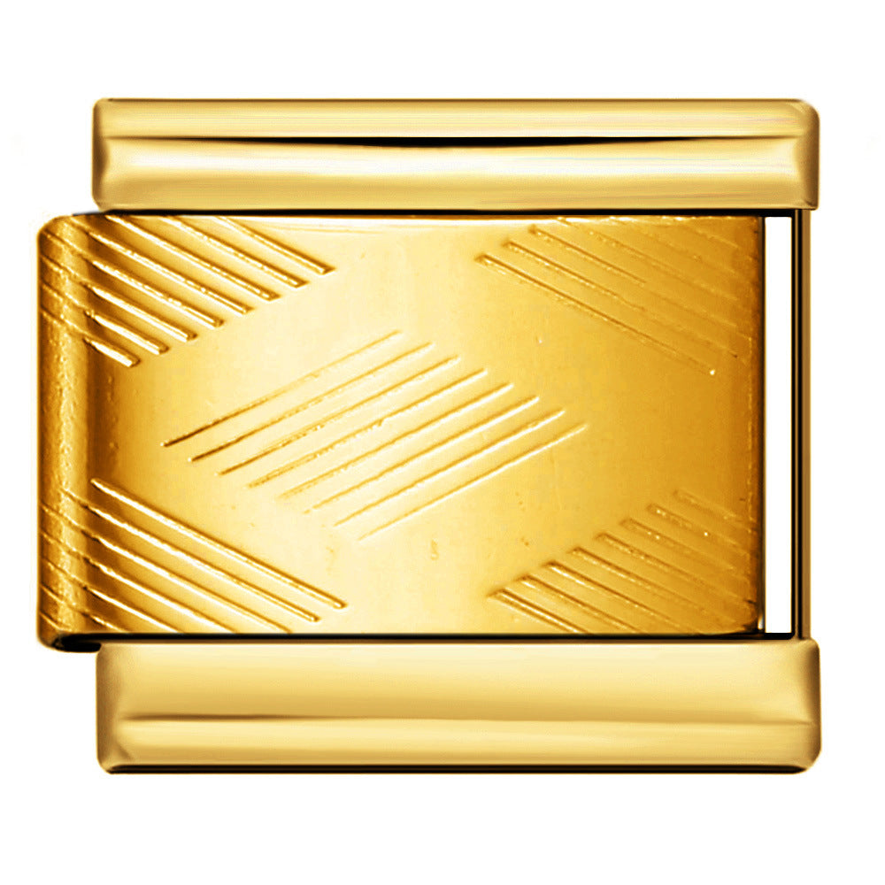 Italian Module Bracelet Titanium Steel All Gold Stamping Pattern DIY Italian Charm Bracelet Italian Module Bracelet Titanium Steel All Gold Stamping Pattern DIY Italian Charm Bracelet