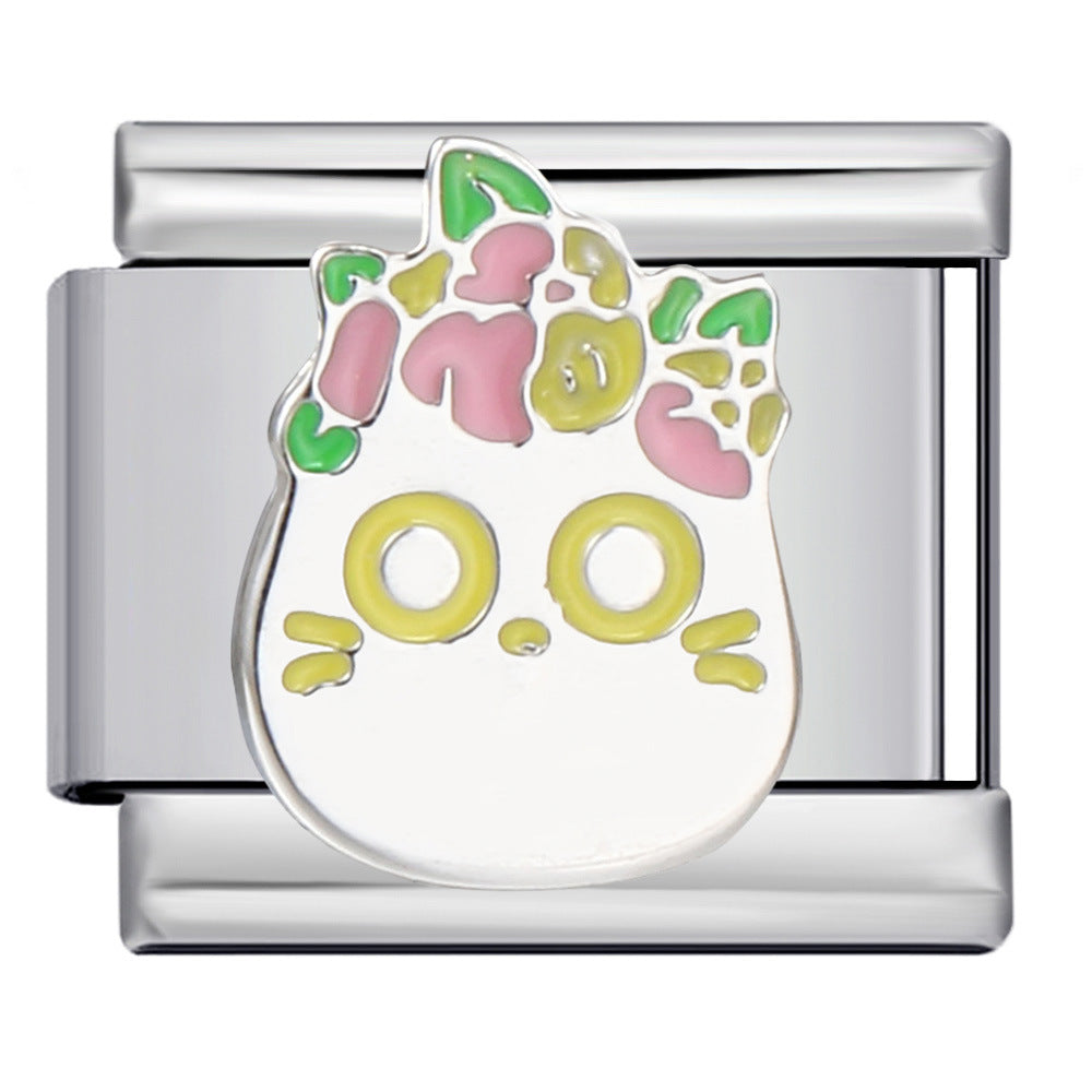 Pet Crowd Elements Italian Module Bracelet Welding Pattern Drip Oil DIY Elastic Splicing Stainless Steel Bracelet Pet Crowd Elements Italian Module Bracelet Welding Pattern Drip Oil DIY Elastic Splicing Stainless Steel Bracelet