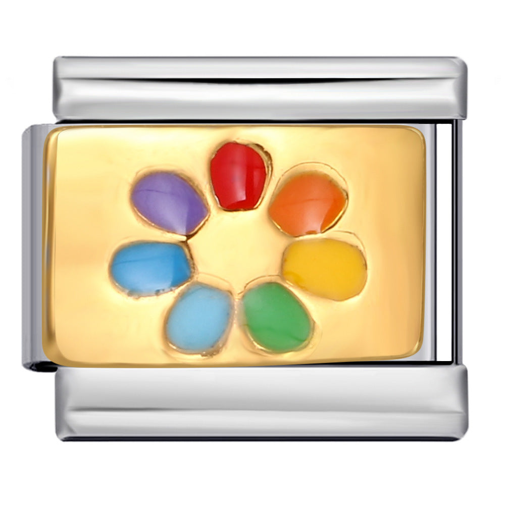 Gold Bottom English Love Italian Module Bracelet Stainless Steel Welding Gold Plating Drip Oil DIY Elastic Bracelet Gold Bottom English Love Italian Module Bracelet Stainless Steel Welding Gold Plating Drip Oil DIY Elastic Bracelet