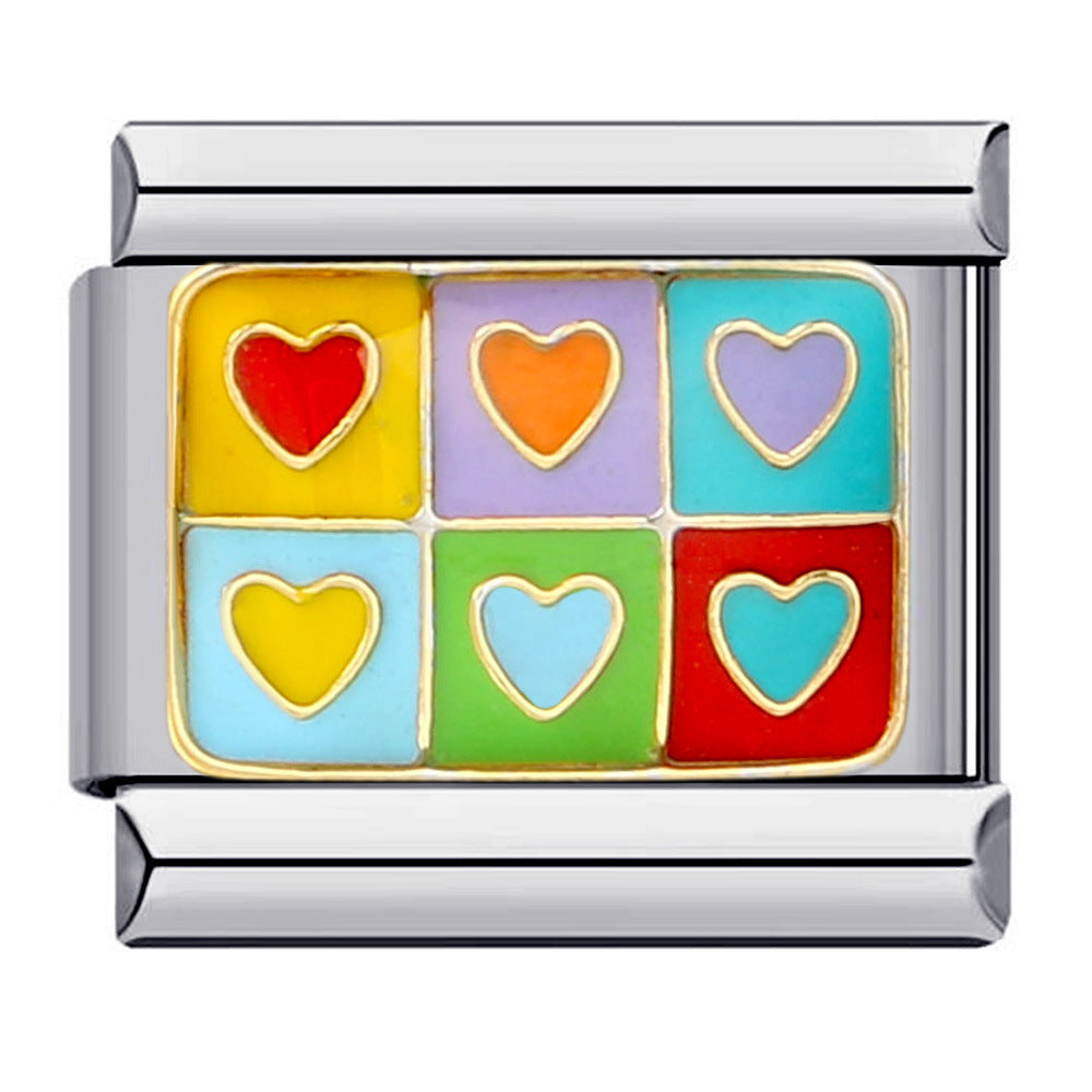 Cross Border Hot Selling Rainbow Love Italian Module Bracelet, Stainless Steel Elastic DIY Bracelet Accessories Wholesale Cross Border Hot Selling Rainbow Love Italian Module Bracelet, Stainless Steel Elastic DIY Bracelet Accessories Wholesale