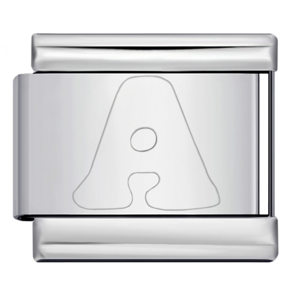 New Non Dripping Oil Series Bracelet Titanium Steel Concave 26 English Letter DIY Italian Module Bracelet Accessories New Non Dripping Oil Series Bracelet Titanium Steel Concave 26 English Letter DIY Italian Module Bracelet Accessories