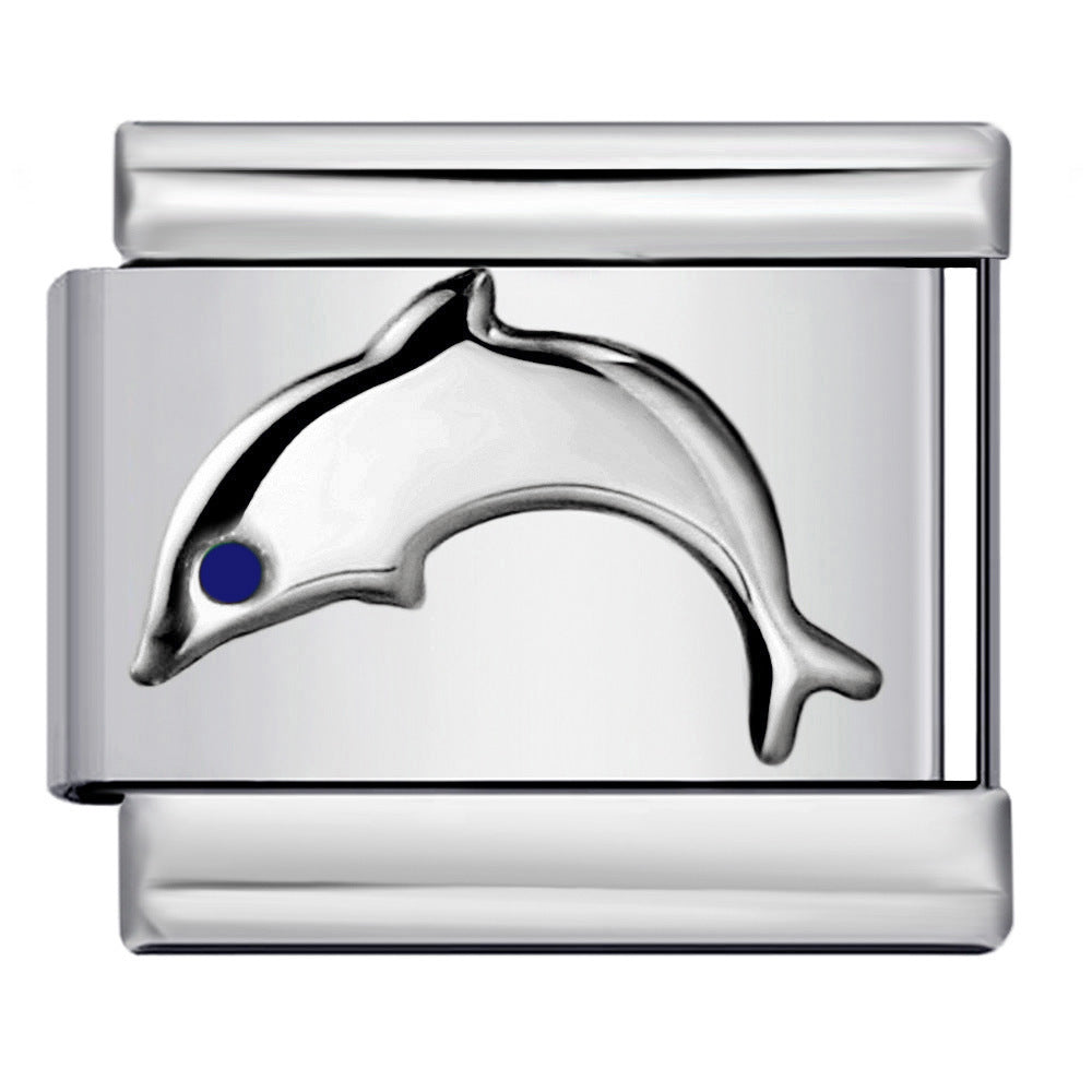 Color Stamping Series DIY Italian Module Bracelet Titanium Steel Gold Plated Drip Oil Elastic Splicing Bracelet Accessories Color Stamping Series DIY Italian Module Bracelet Titanium Steel Gold Plated Drip Oil Elastic Splicing Bracelet Accessories