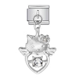 Silver Bottom Cute Pendant Italian Module Bracelet Hook DIY Titanium Steel Micro Inlaid Zircon Elastic Splicing Strap Chain Silver Bottom Cute Pendant Italian Module Bracelet Hook DIY Titanium Steel Micro Inlaid Zircon Elastic Splicing Strap Chain