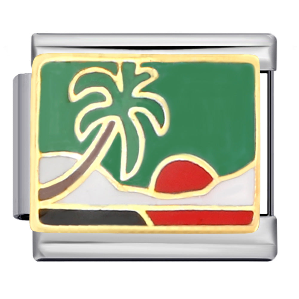 New Leisure Vacation Titanium Steel Welding Drip Oil DIY Italian Module Bracelet Fashion Personality Watch Strap Chain Wholesale New Leisure Vacation Titanium Steel Welding Drip Oil DIY Italian Module Bracelet Fashion Personality Watch Strap Chain Wholesale