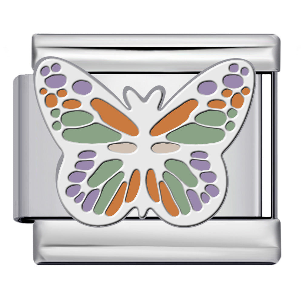 New Butterfly Series DIY Italian Module Bracelet Titanium Steel Welded Drip Oil Strap Chain Fashion Splicing Bracelet New Butterfly Series DIY Italian Module Bracelet Titanium Steel Welded Drip Oil Strap Chain Fashion Splicing Bracelet