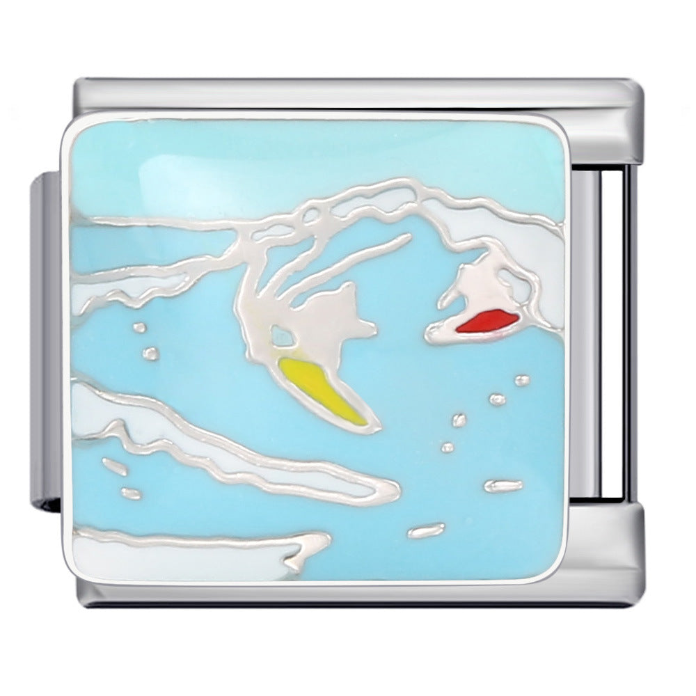 Blue Ocean Element Italian Module Bracelet - Stainless Steel Welded Pattern DIY Stretchable Fashion Bracelet Blue Ocean Element Italian Module Bracelet - Stainless Steel Welded Pattern DIY Stretchable Fashion Bracelet