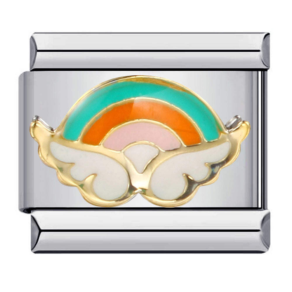 Rainbow Element Stainless Steel Italian Module Bracelet Welding Drip Oil Pattern DIY Bracelet Italian Charm Rainbow Element Stainless Steel Italian Module Bracelet Welding Drip Oil Pattern DIY Bracelet Italian Charm