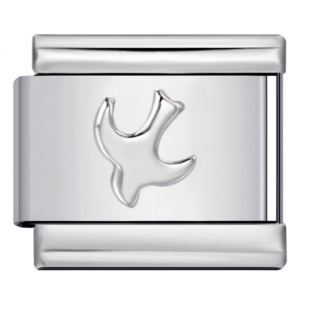 Titanium Steel Convex Silver Stamped DIY Italian Charm Bracelet with Unique Patterns Titanium Steel Convex Silver Stamped DIY Italian Charm Bracelet with Unique Patterns