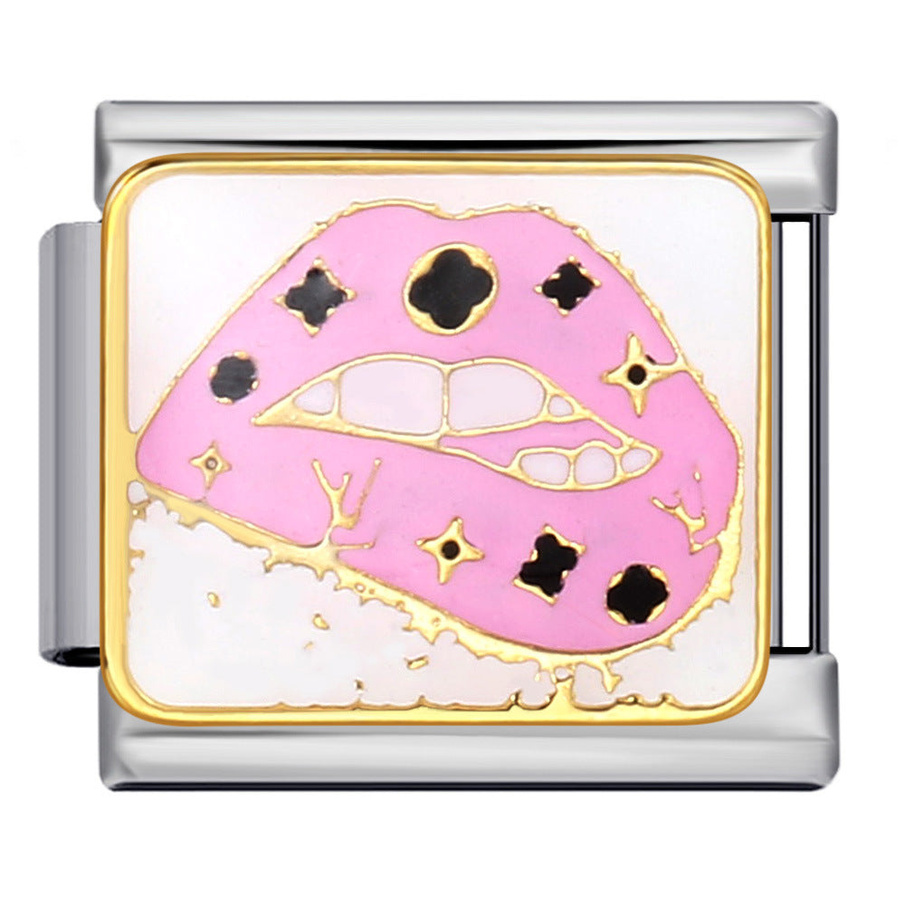 Valentine's Day Gift Perfume Lipstick Italian Module Bracelet Titanium Steel Gold Plated Welding DIY Watch Band Chain Bracelet Valentine's Day Gift Perfume Lipstick Italian Module Bracelet Titanium Steel Gold Plated Welding DIY Watch Band Chain Bracelet