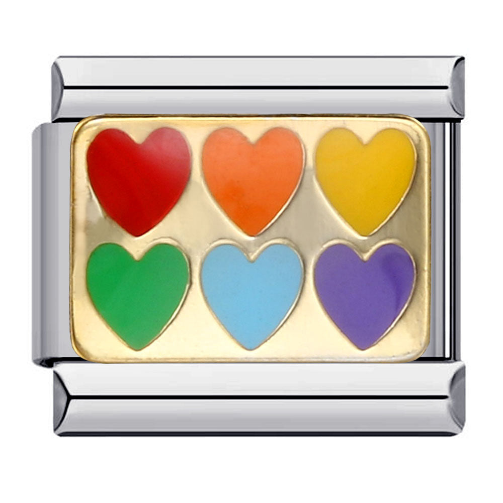 Cross Border Hot Selling Rainbow Love Italian Module Bracelet, Stainless Steel Elastic DIY Bracelet Accessories Wholesale Cross Border Hot Selling Rainbow Love Italian Module Bracelet, Stainless Steel Elastic DIY Bracelet Accessories Wholesale