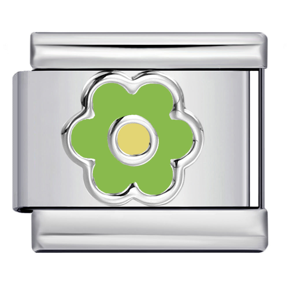 Color Drip Oil Petal Stamping Series DIY Italian Module Bracelet Titanium Steel Gold Plated Elastic Splicing Bracelet Color Drip Oil Petal Stamping Series DIY Italian Module Bracelet Titanium Steel Gold Plated Elastic Splicing Bracelet