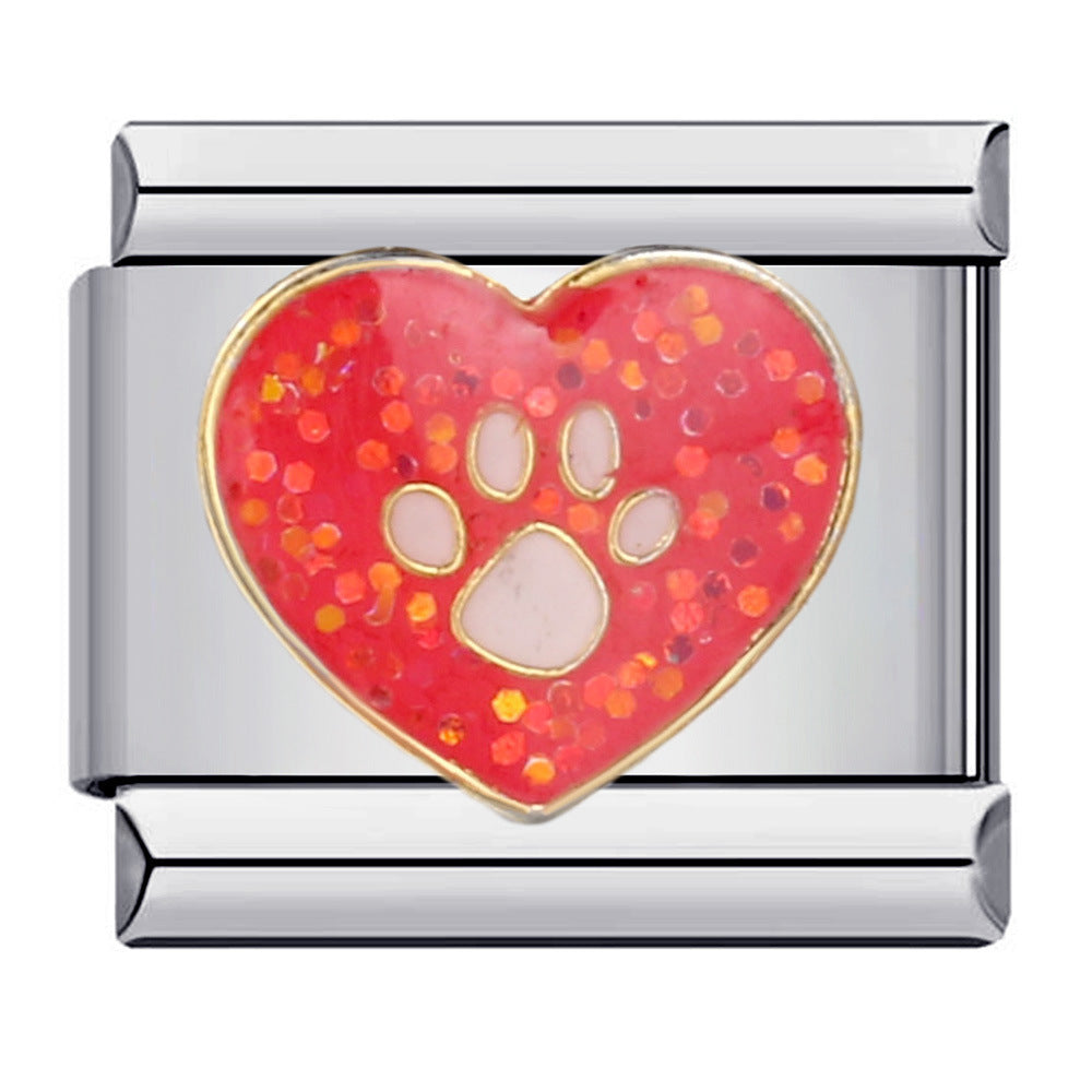 Classic Cute Bear Italian Module Bracelet Stainless Steel Welding Pattern DIY Elastic Splicing Bracelet Classic Cute Bear Italian Module Bracelet Stainless Steel Welding Pattern DIY Elastic Splicing Bracelet