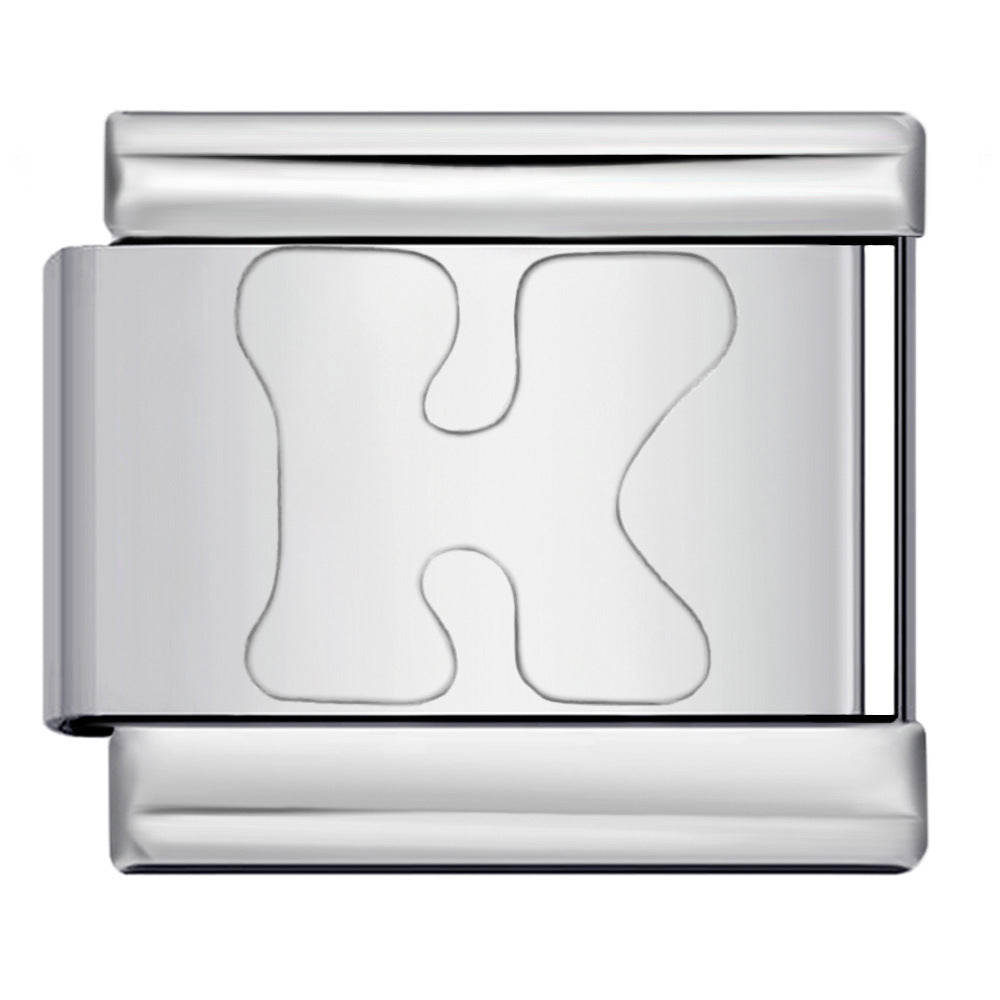 New Non Dripping Oil Series Bracelet Titanium Steel Concave 26 English Letter DIY Italian Module Bracelet Accessories New Non Dripping Oil Series Bracelet Titanium Steel Concave 26 English Letter DIY Italian Module Bracelet Accessories