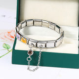 Cross Border Hot Selling 12th Birthday Stone Italian Module Bracelet Gold Hook Pendant DIY Elastic Stainless Steel Bracelet Cross Border Hot Selling 12th Birthday Stone Italian Module Bracelet Gold Hook Pendant DIY Elastic Stainless Steel Bracelet