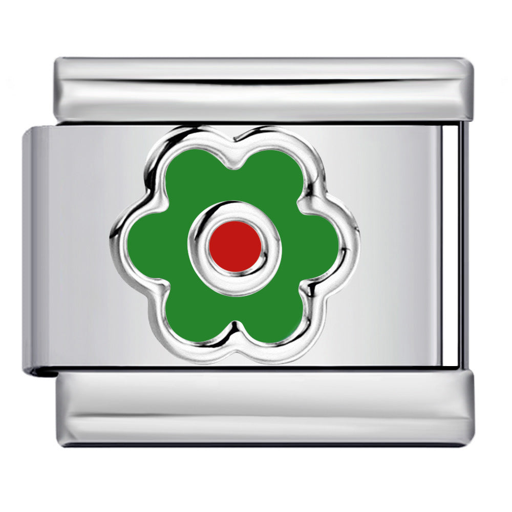 New Petal Stamping Series DIY Italian Module Bracelet Titanium Steel Gold Plated Drip Oil Splicing Strap Chain New Petal Stamping Series DIY Italian Module Bracelet Titanium Steel Gold Plated Drip Oil Splicing Strap Chain