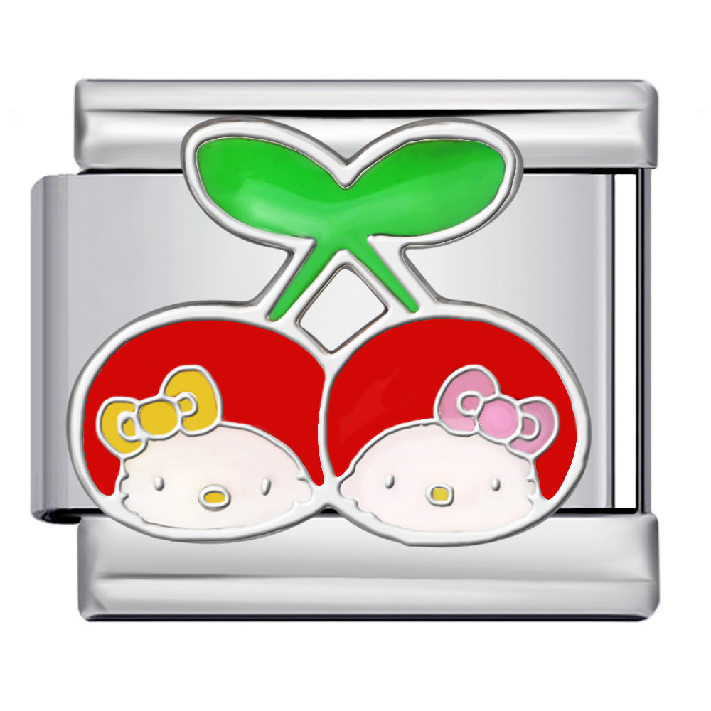 Cute Cartoon Cat Titanium Steel Welded Drip Bracelet DIY Italian Modular Charm Friendship Gift for Besties Cute Cartoon Cat Titanium Steel Welded Drip Bracelet DIY Italian Modular Charm Friendship Gift for Besties