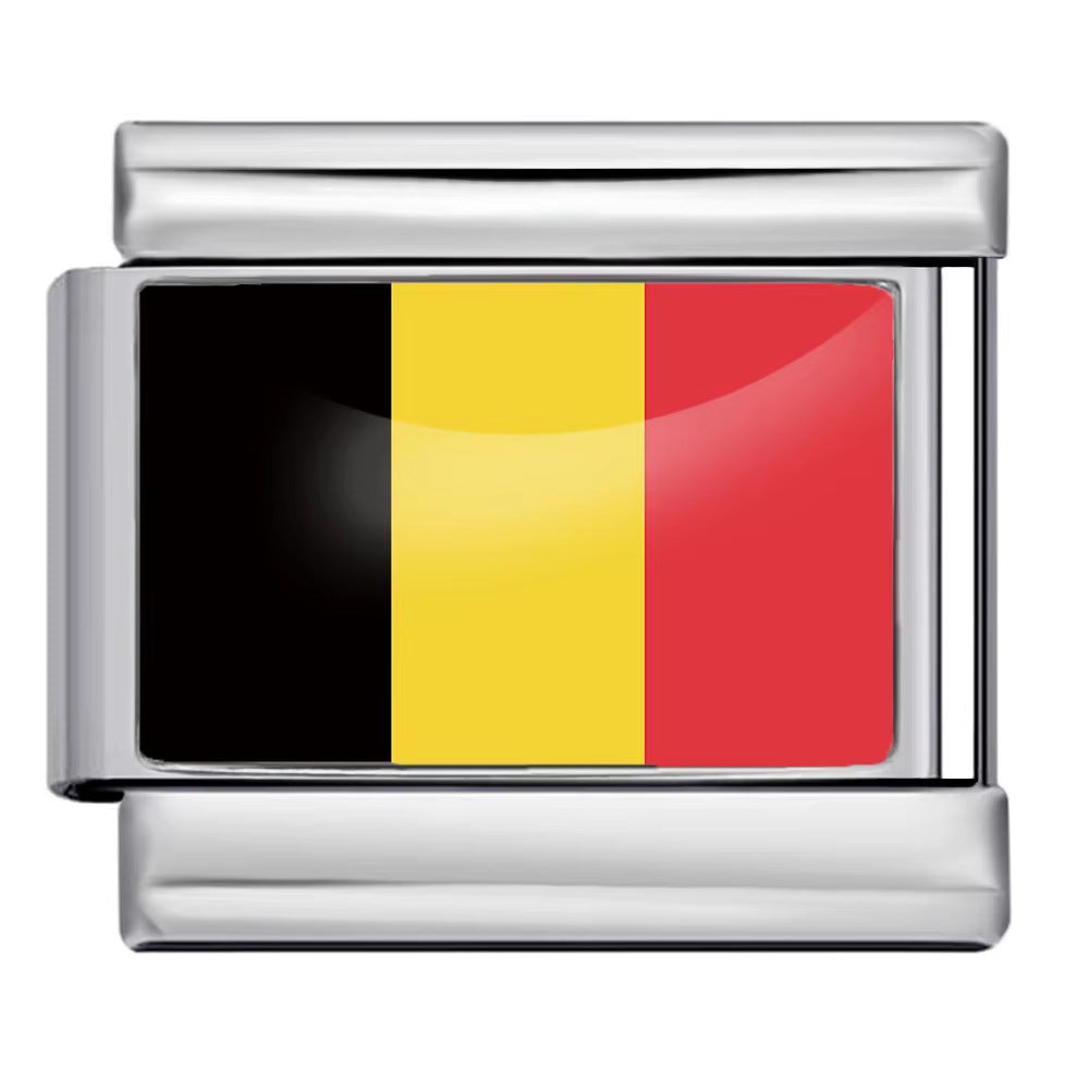 Hot Selling New World Flag Photo Dropper Series Titanium Steel DIY Italian Module Bracelet Accessories Wholesale Hot Selling New World Flag Photo Dropper Series Titanium Steel DIY Italian Module Bracelet Accessories Wholesale