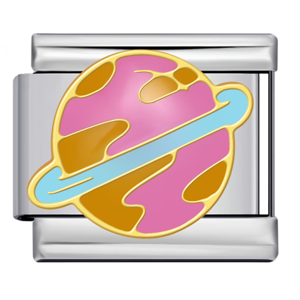 Space Planet Italy Module Bracelet Stainless Steel Welding Drip Oil Pattern DIY Elastic Personalized Bracelet Space Planet Italy Module Bracelet Stainless Steel Welding Drip Oil Pattern DIY Elastic Personalized Bracelet