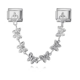 New Gold and Silver Bottom Double Hanging Pendant Italian Module Bracelet Stainless Steel Hook DIY Elastic Strap Chain New Gold and Silver Bottom Double Hanging Pendant Italian Module Bracelet Stainless Steel Hook DIY Elastic Strap Chain