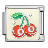 Bow & Cherry Pattern Italian Module Bracelet Titanium Steel Welded Drip-Oil DIY Bracelet Women's Jewelry Bow & Cherry Pattern Italian Module Bracelet Titanium Steel Welded Drip-Oil DIY Bracelet Women's Jewelry