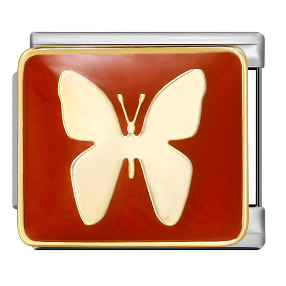 Wholesale of New Square Titanium Steel Bracelet Welding, Gold Plating, Drip Oil Cartoon DIY Italian Module Bracelet From Europe and America Wholesale of New Square Titanium Steel Bracelet Welding, Gold Plating, Drip Oil Cartoon DIY Italian Module Bracelet From Europe and America