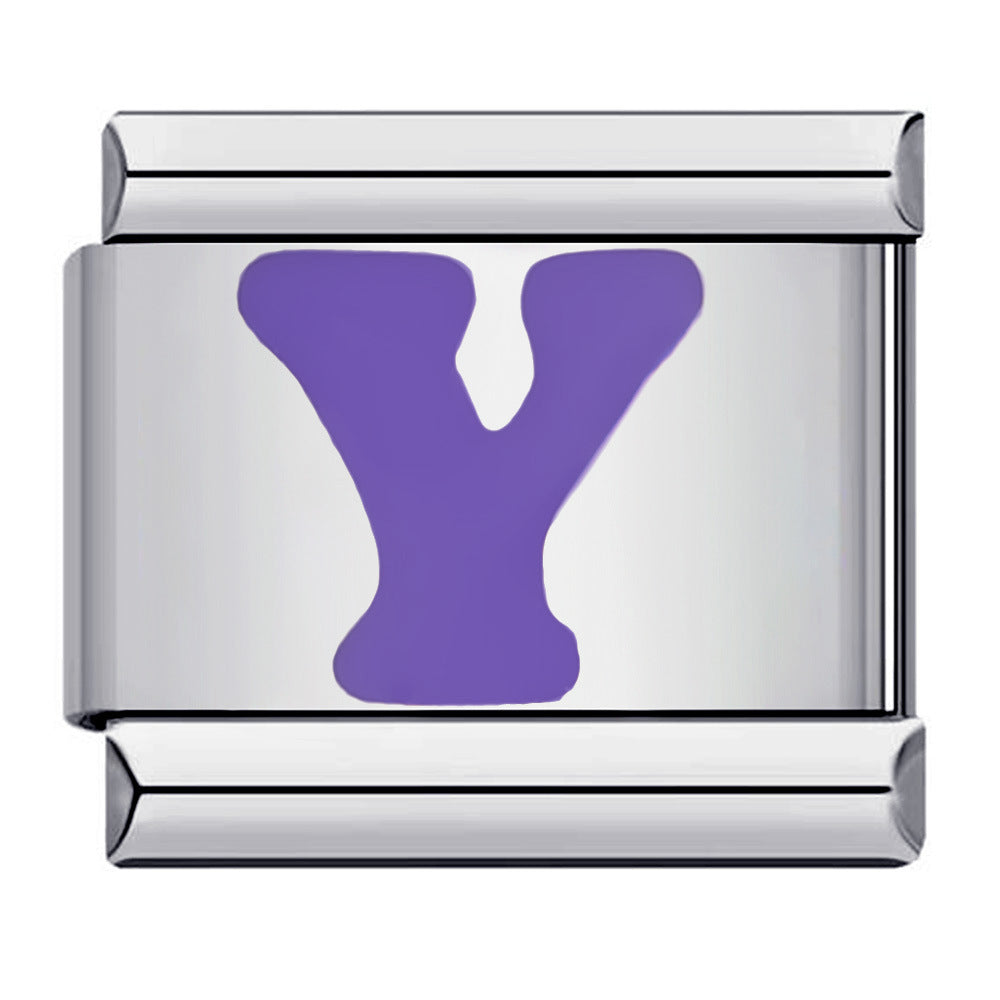 New Titanium Steel Purple English Letter DIY Italian Module Bracelet Alphebat New Titanium Steel Purple English Letter DIY Italian Module Bracelet Alphebat