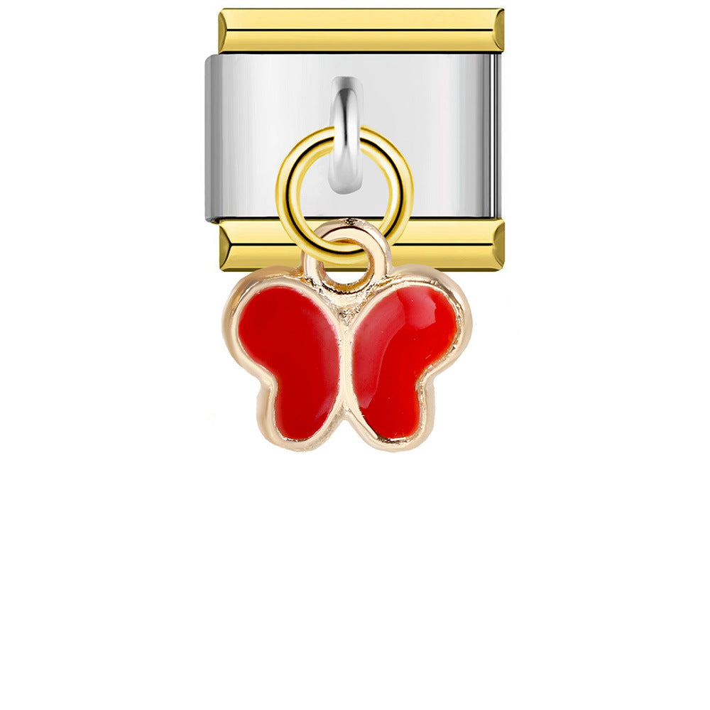 Single Hook Italian Module Bracelet, Square Elastic Splicing Titanium Steel Strap Chain, Italian Charm Single Hook Italian Module Bracelet, Square Elastic Splicing Titanium Steel Strap Chain, Italian Charm