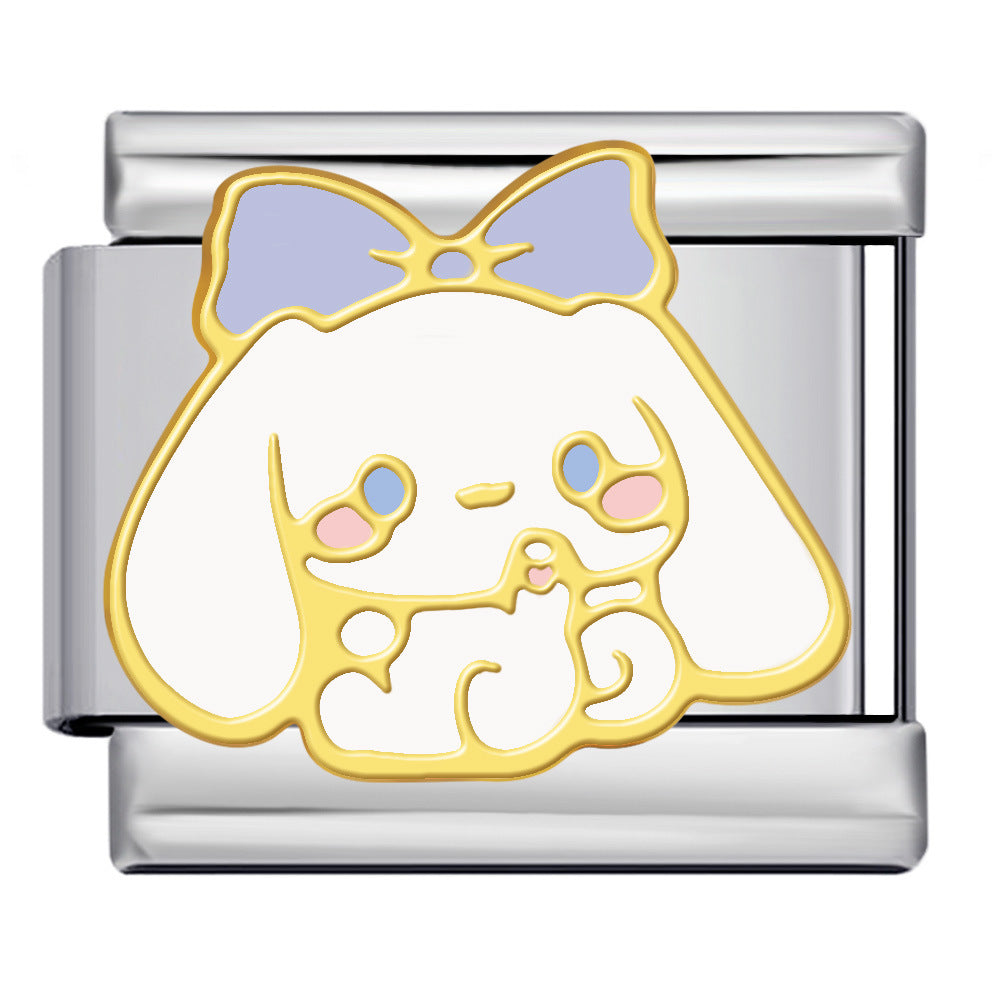 Cute Cartoon Character Series Titanium Steel Welding Drip Oil DIY Bracelet Italian Module Bracelet Accessories Wholesale Cute Cartoon Character Series Titanium Steel Welding Drip Oil DIY Bracelet Italian Module Bracelet Accessories Wholesale