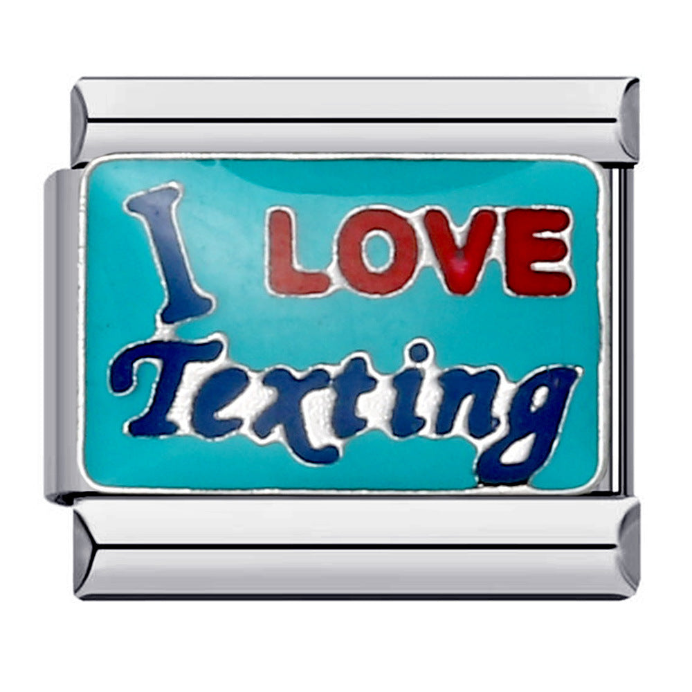 Student Graduation Pattern Italian Module Bracelet DIY Titanium Steel Welded Oil-Drip Elastic Splice Watch Strap Chain Student Graduation Pattern Italian Module Bracelet DIY Titanium Steel Welded Oil-Drip Elastic Splice Watch Strap Chain