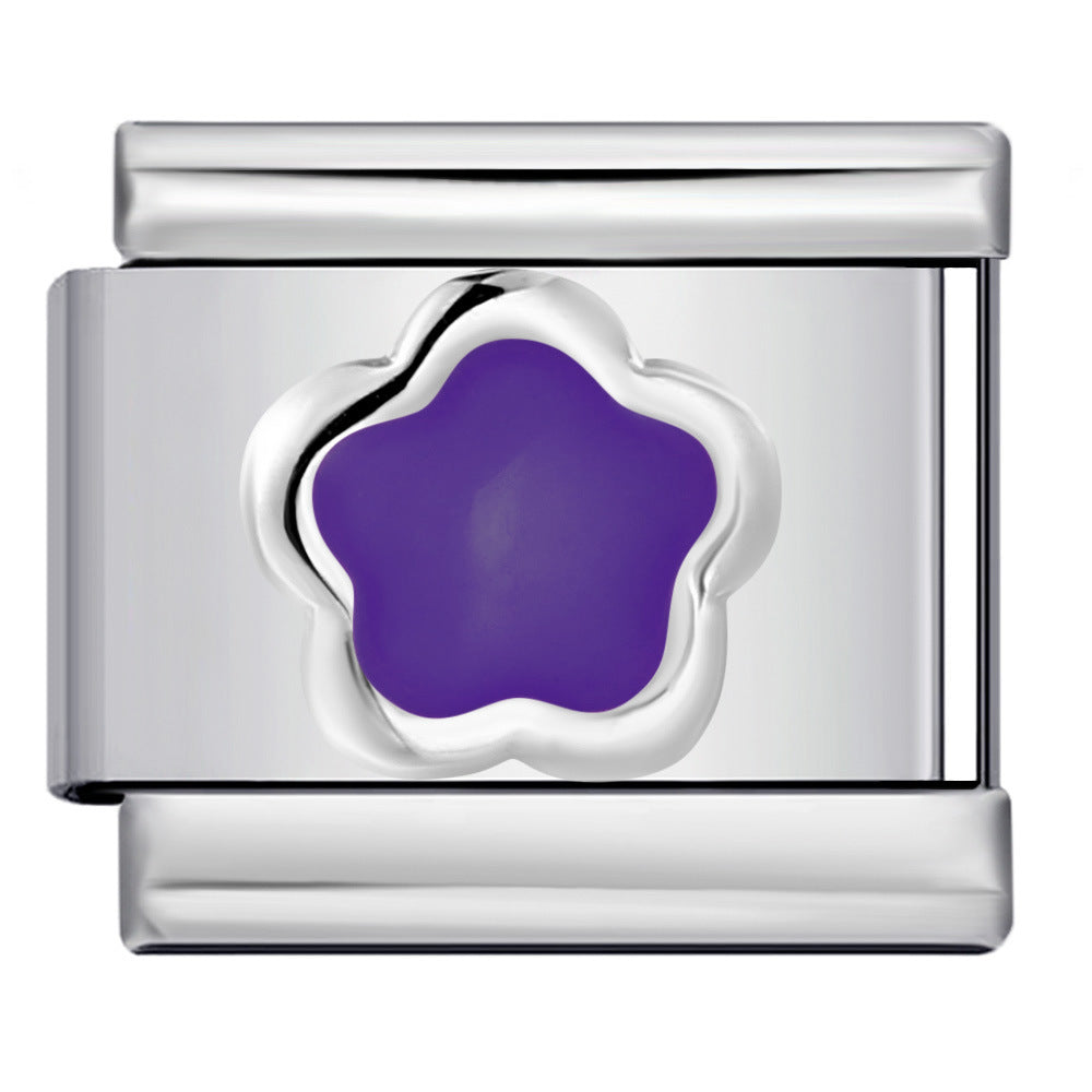 New Petal Stamping Series DIY Italian Module Bracelet Titanium Steel Gold Plated Drip Oil Splicing Strap Chain New Petal Stamping Series DIY Italian Module Bracelet Titanium Steel Gold Plated Drip Oil Splicing Strap Chain