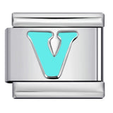 New Titanium Steel Sky Blue English Letter Series DIY Elastic Bracelet Accessories Italian Module Bracelet Alphebat New Titanium Steel Sky Blue English Letter Series DIY Elastic Bracelet Accessories Italian Module Bracelet Alphebat