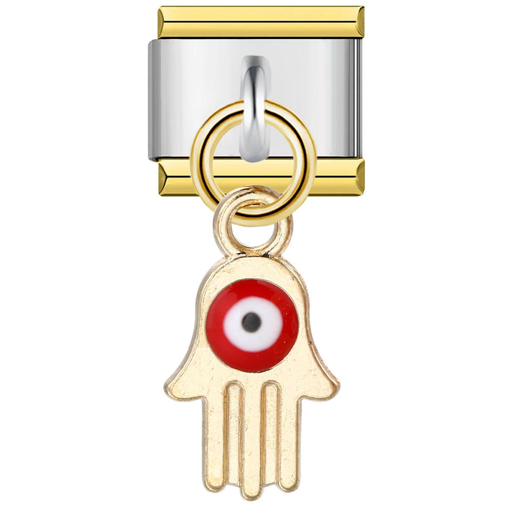 New Palm Eye Pendant Italian Module Bracelet Titanium Steel Hook Drip Oil DIY Free Splicing Strap Chain New Palm Eye Pendant Italian Module Bracelet Titanium Steel Hook Drip Oil DIY Free Splicing Strap Chain