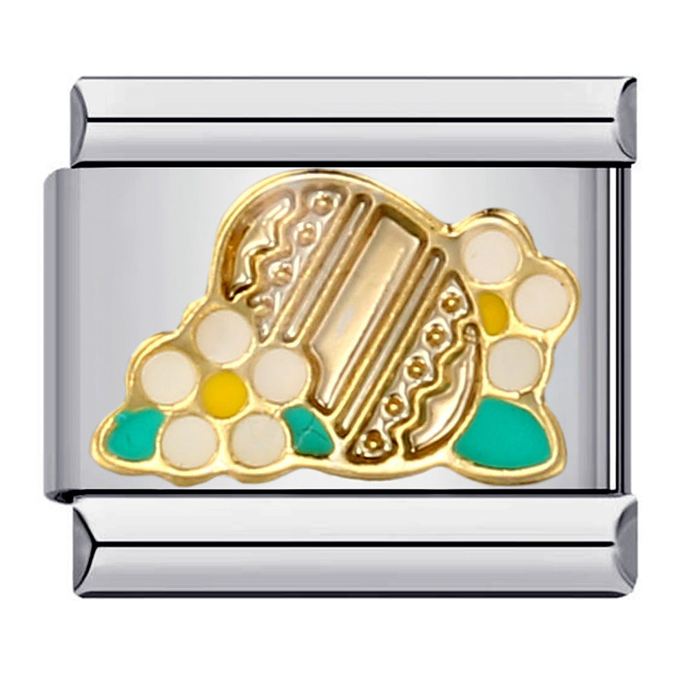 Flower Titanium Steel Drip Oil Welding Pattern Italian Module Bracelet Italian Charm Bracelet Flower Titanium Steel Drip Oil Welding Pattern Italian Module Bracelet Italian Charm Bracelet