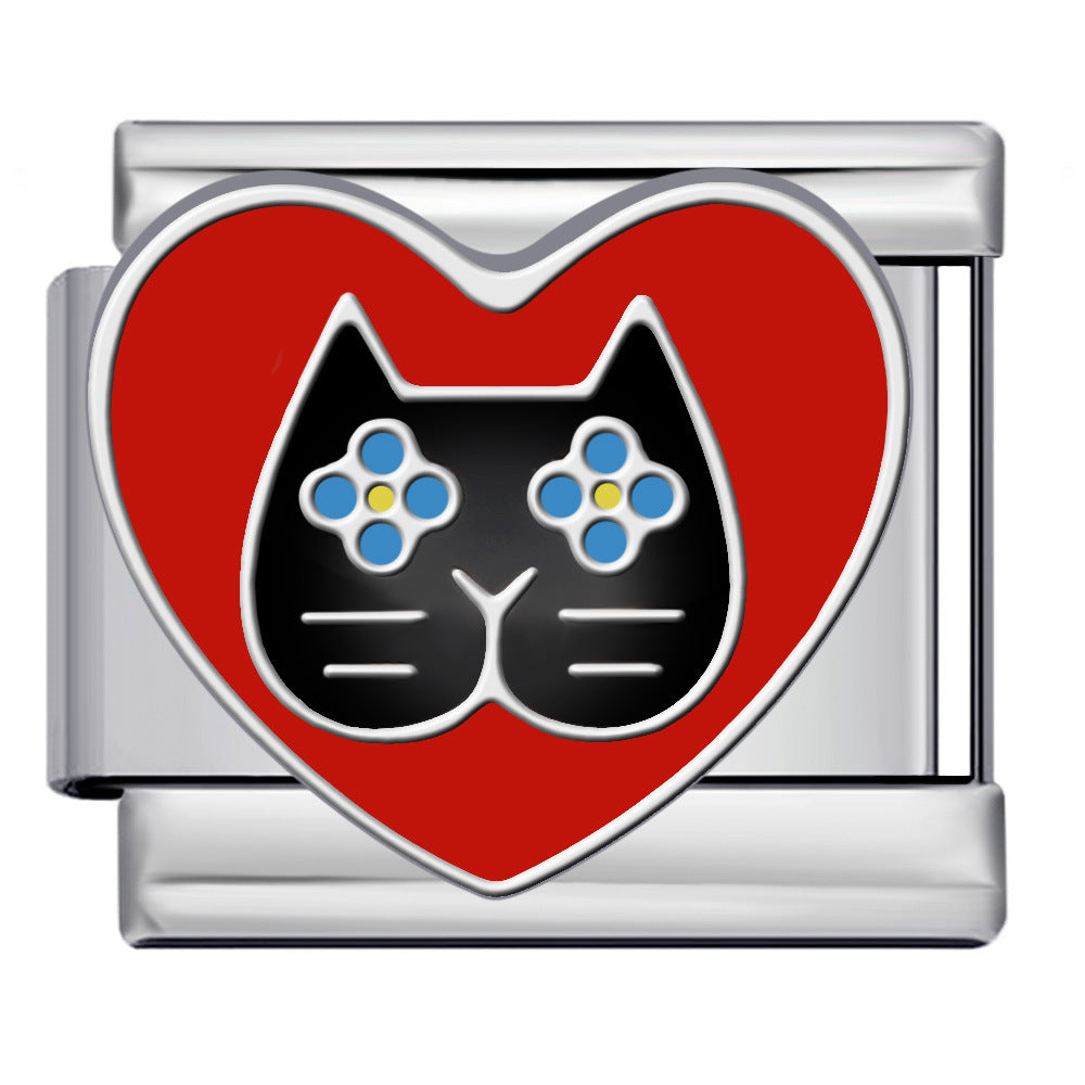 New Love Pentagram Italian Module Bracelet Titanium Steel Welding Drip Oil DIY Bracelet Little Fairy Gift New Love Pentagram Italian Module Bracelet Titanium Steel Welding Drip Oil DIY Bracelet Little Fairy Gift