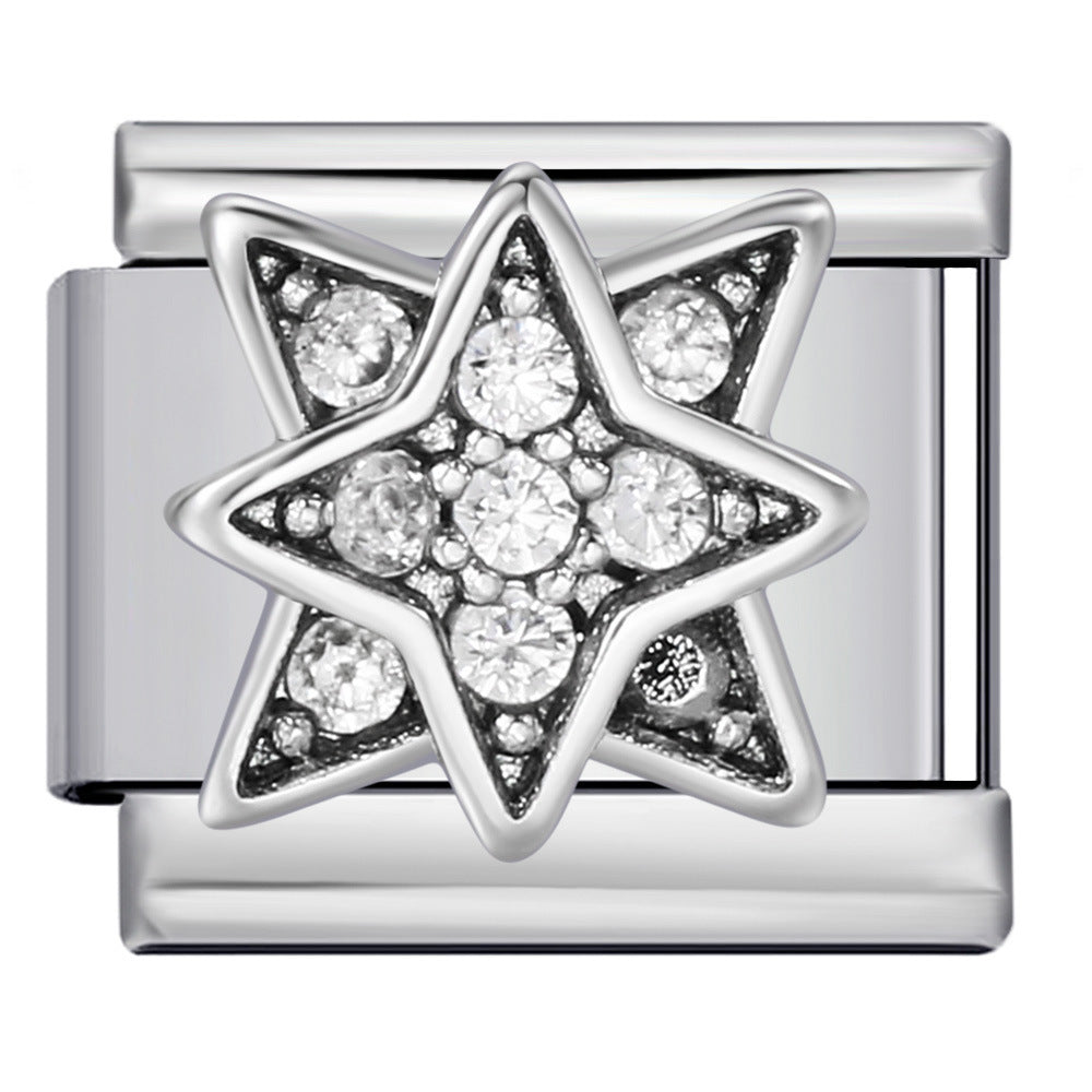 Italian Module Bracelet Gold and Silver with Diamond Pattern DIY Titanium Steel Welding Elastic Personalized Splicing Bracelet Wholesale Italian Module Bracelet Gold and Silver with Diamond Pattern DIY Titanium Steel Welding Elastic Personalized Splicing Bracelet Wholesale