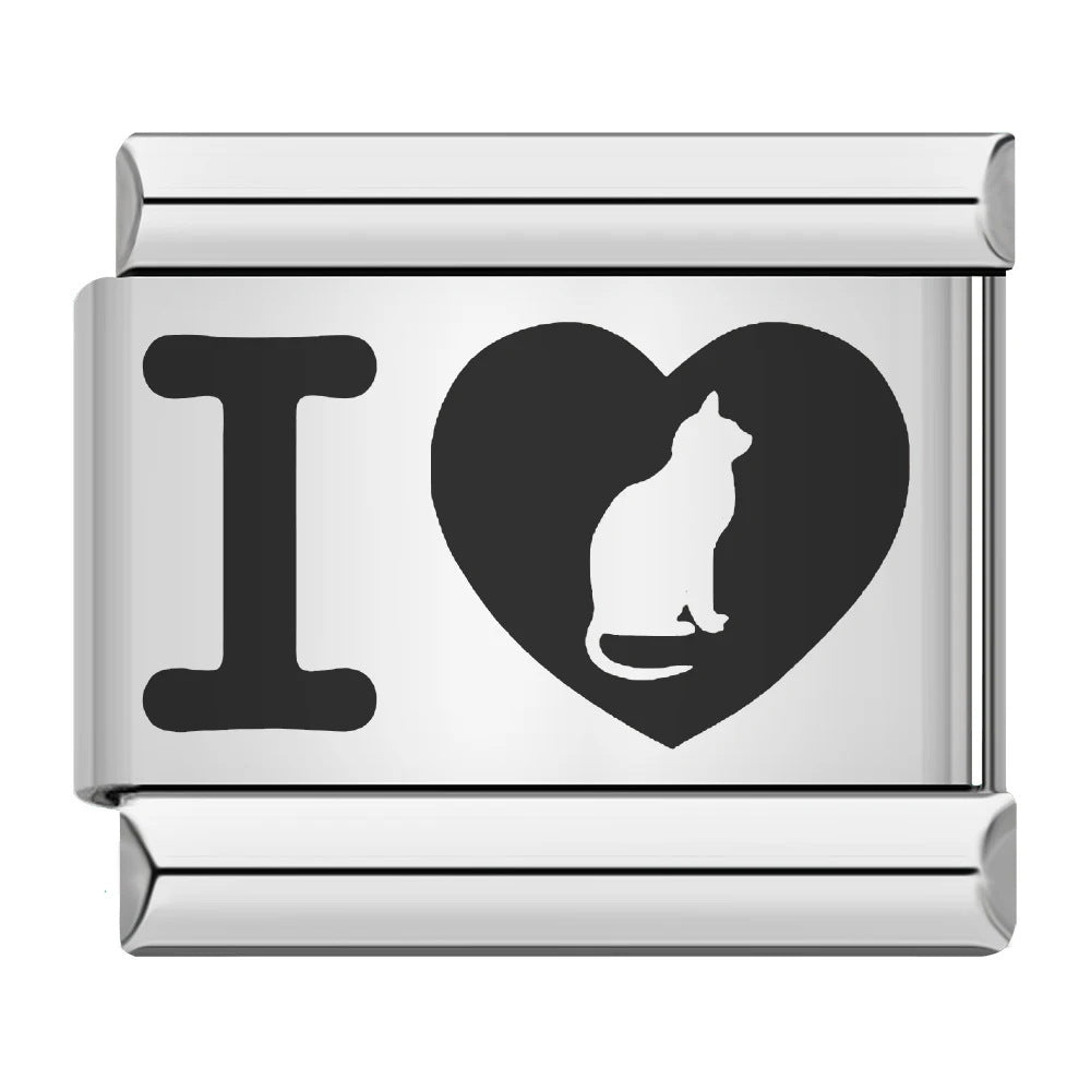 Cross Border Hot Selling Laser Engraving Heart-shaped Series Titanium Steel Handmade DIY Italian Module Bracelet Wholesale Cross Border Hot Selling Laser Engraving Heart-shaped Series Titanium Steel Handmade DIY Italian Module Bracelet Wholesale