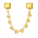 New Stainless Steel Heart-shaped Pendant Italian Module Bracelet with Double Hooks DIY Elastic Splicing Strap Chain New Stainless Steel Heart-shaped Pendant Italian Module Bracelet with Double Hooks DIY Elastic Splicing Strap Chain