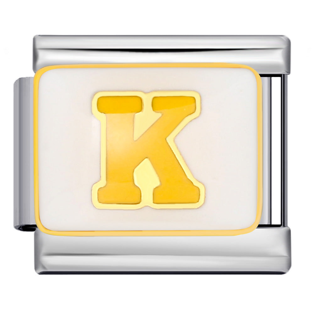 New Color Drip Oil Letter Italian Module Bracelet Titanium Steel Welding DIY Elastic Splicing Fashion Bracelet New Color Drip Oil Letter Italian Module Bracelet Titanium Steel Welding DIY Elastic Splicing Fashion Bracelet