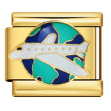 Gold Bottom Tourist Resort Scenery Pattern Italian Module Bracelet DIY Welding Drip Oil Stainless Steel Strap Chain Gold Bottom Tourist Resort Scenery Pattern Italian Module Bracelet DIY Welding Drip Oil Stainless Steel Strap Chain