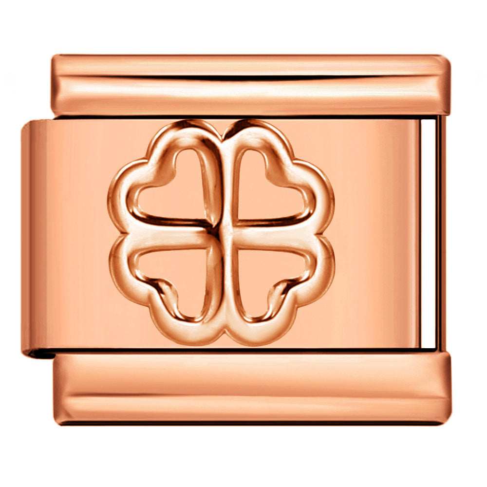 Rose Gold Titanium Steel Stamping Pattern DIY Italian Module Bracelet Italian Charm Bracelet Rose Gold Titanium Steel Stamping Pattern DIY Italian Module Bracelet Italian Charm Bracelet